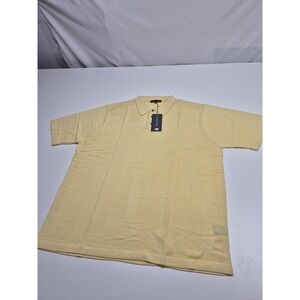 Enzone Polo Shirt Mens 2XL Yellow Silk Cotton Knit Short Sleeve Casual Soft